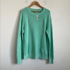 J Crew Men's Washed ribbed cotton‎ sweater Large Green Color